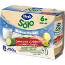 Crema suave de calabacín con jamón y quesito
