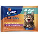 Comida Húmeda Gato Bocaditos Salsa de Pollo y Pavo Brekkies